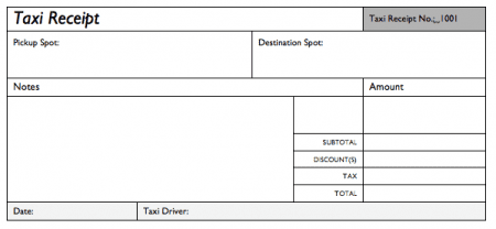 taxi receipt template form