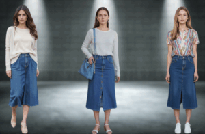 midi jean skirt